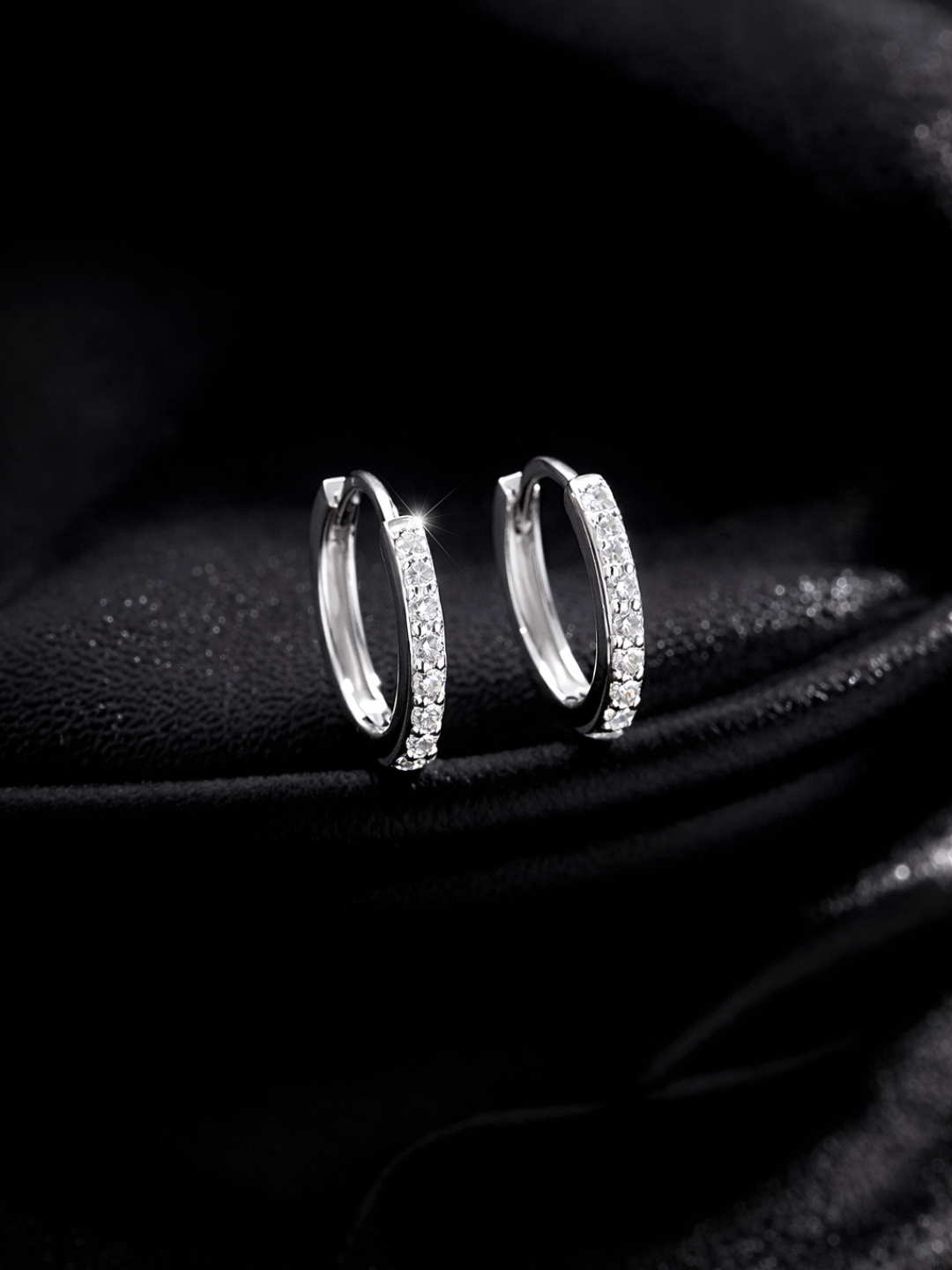 925 Sterling Silver Moissanite Minimalist Hoop Earrings