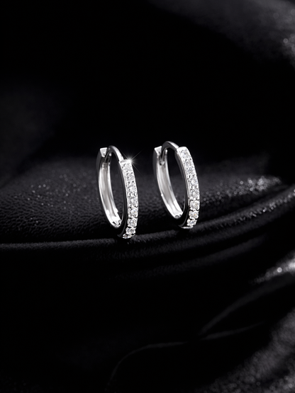 925 Sterling Silver Moissanite Minimalist Hoop Earrings