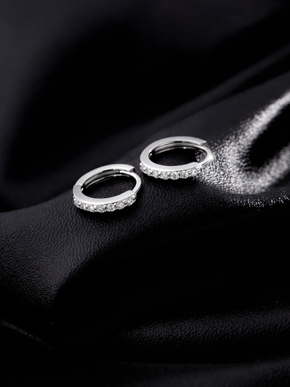 925 Sterling Silver Moissanite Minimalist Hoop Earrings