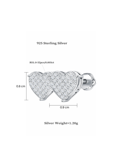 925 Sterling Silver Moissanite Heart Shape Cluster Stud Earrings