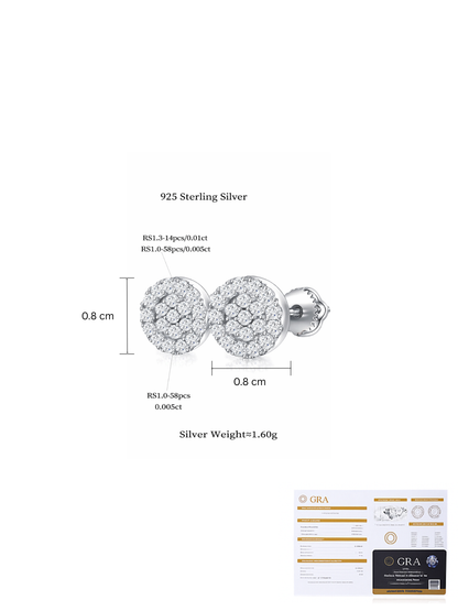 925 Sterling Silver 0.43 Karat Moissanite Floral Cluster Stud Earrings