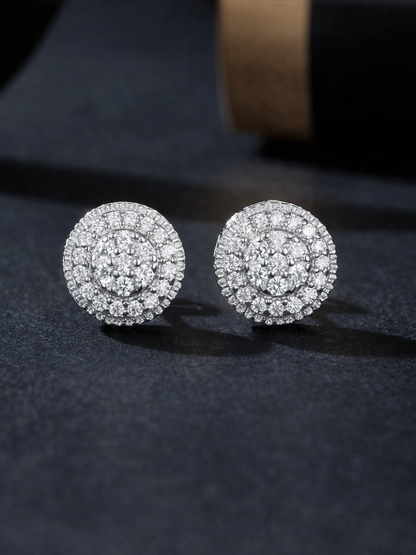 925 Sterling Silver 0.43 Karat Moissanite Floral Cluster Stud Earrings