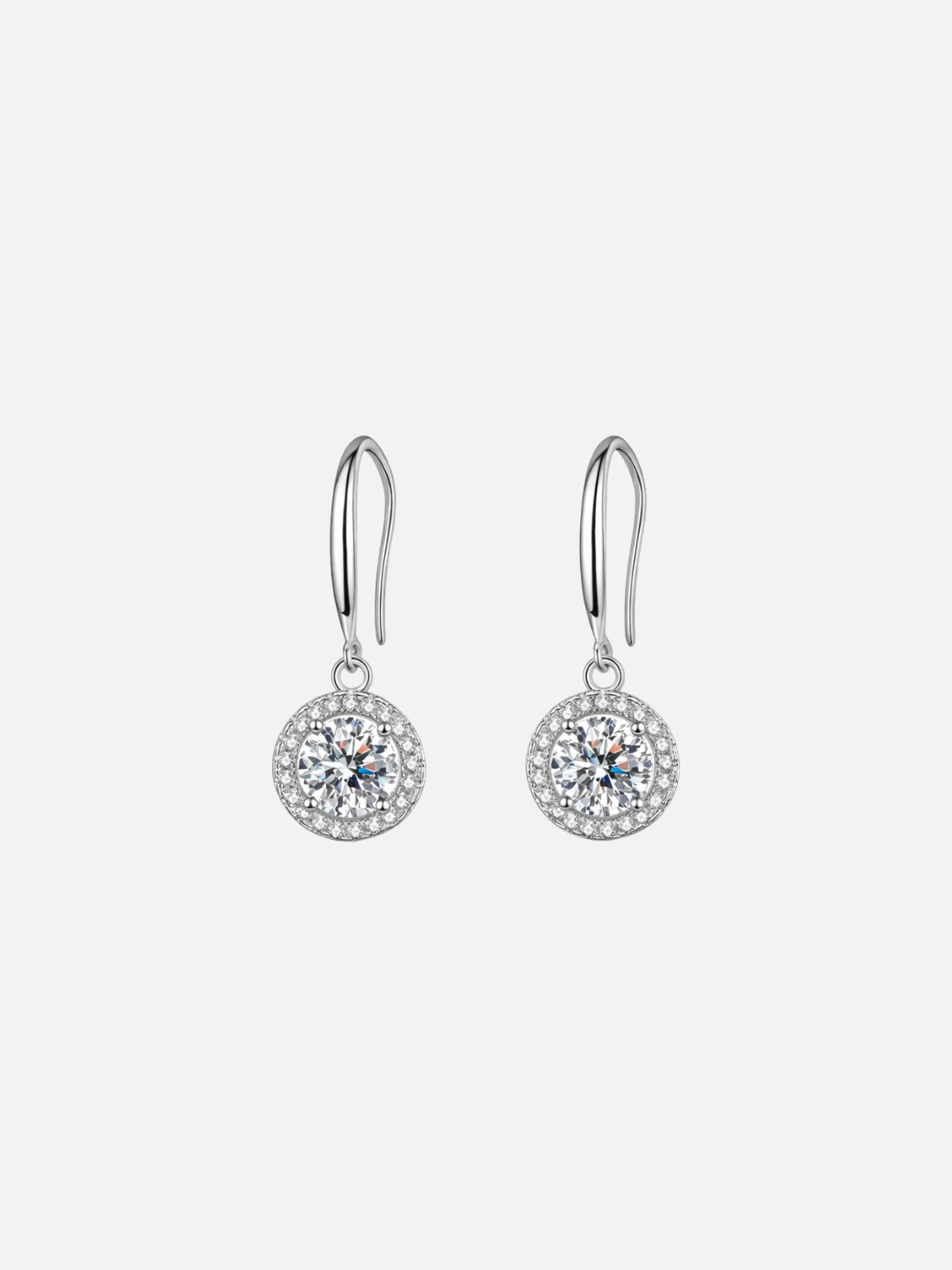 925 Sterling Silver Moissanite Floral Shape Cluster Hook Earrings