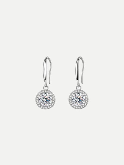925 Sterling Silver Moissanite Floral Shape Cluster Hook Earrings
