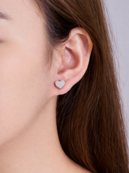 925 Sterling Silver Moissanite Heart Shape Cluster Stud Earrings
