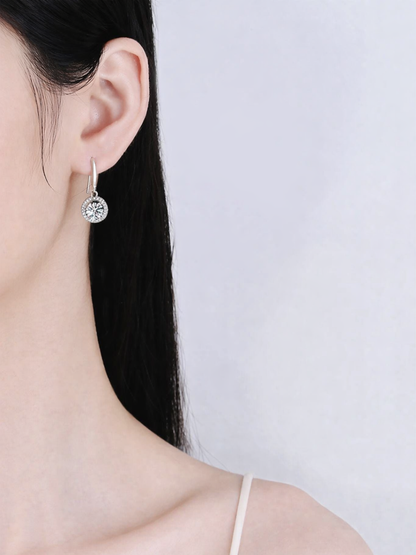 925 Sterling Silver Moissanite Floral Shape Cluster Hook Earrings