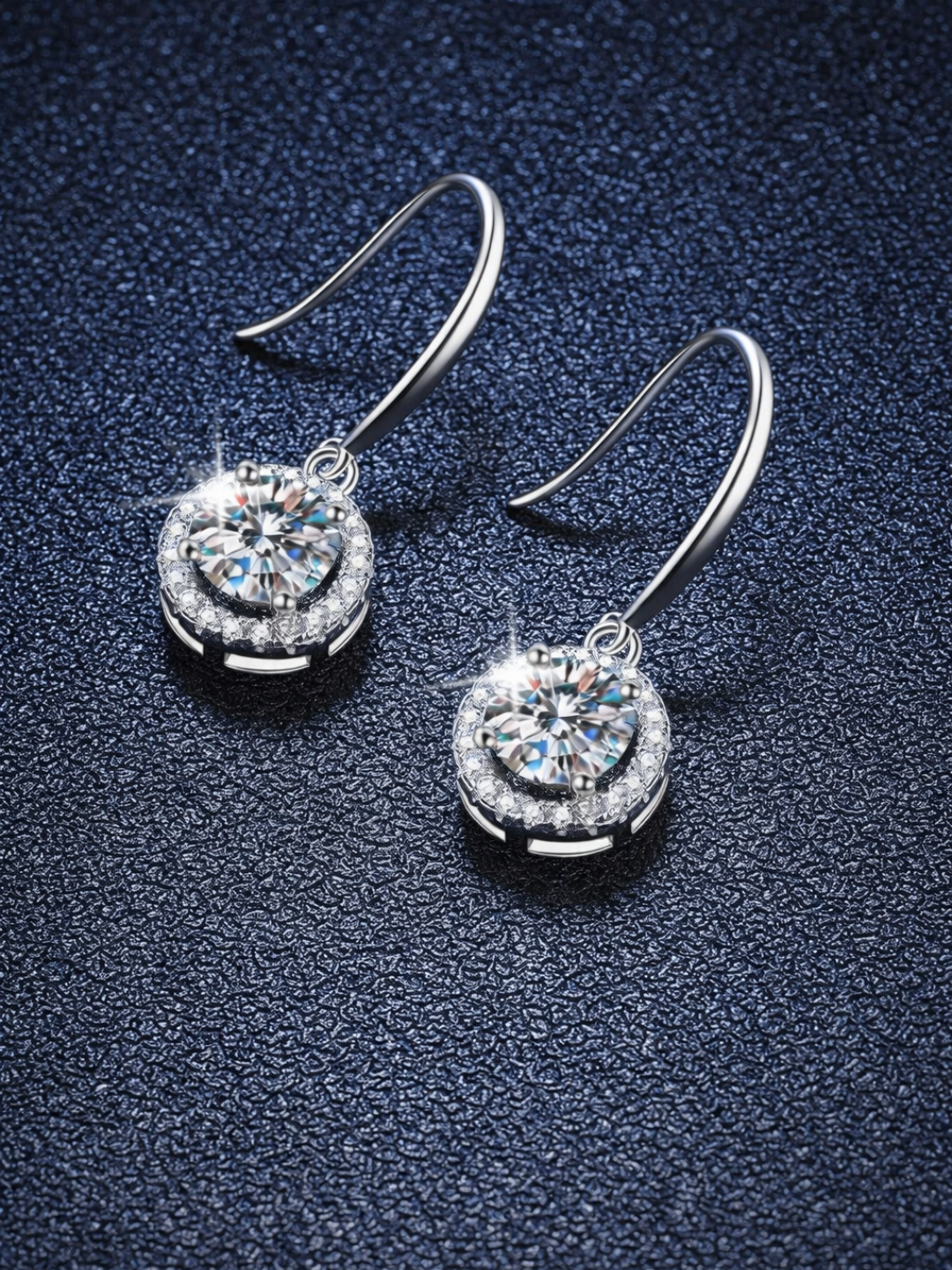 925 Sterling Silver Moissanite Floral Shape Cluster Hook Earrings