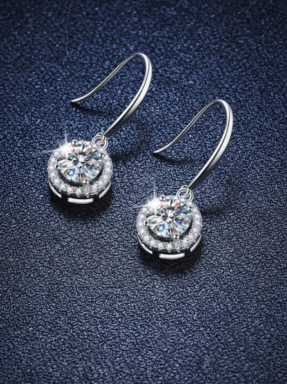 925 Sterling Silver Moissanite Floral Shape Cluster Hook Earrings