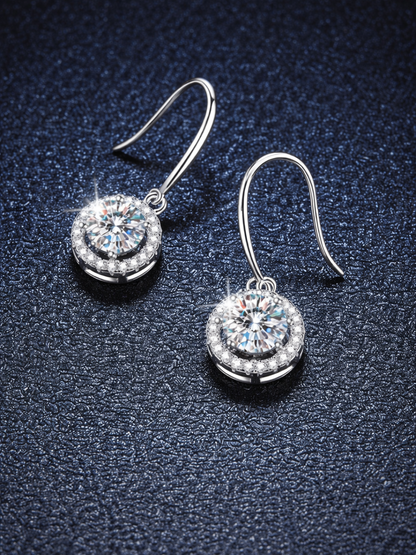 925 Sterling Silver Moissanite Floral Shape Cluster Hook Earrings