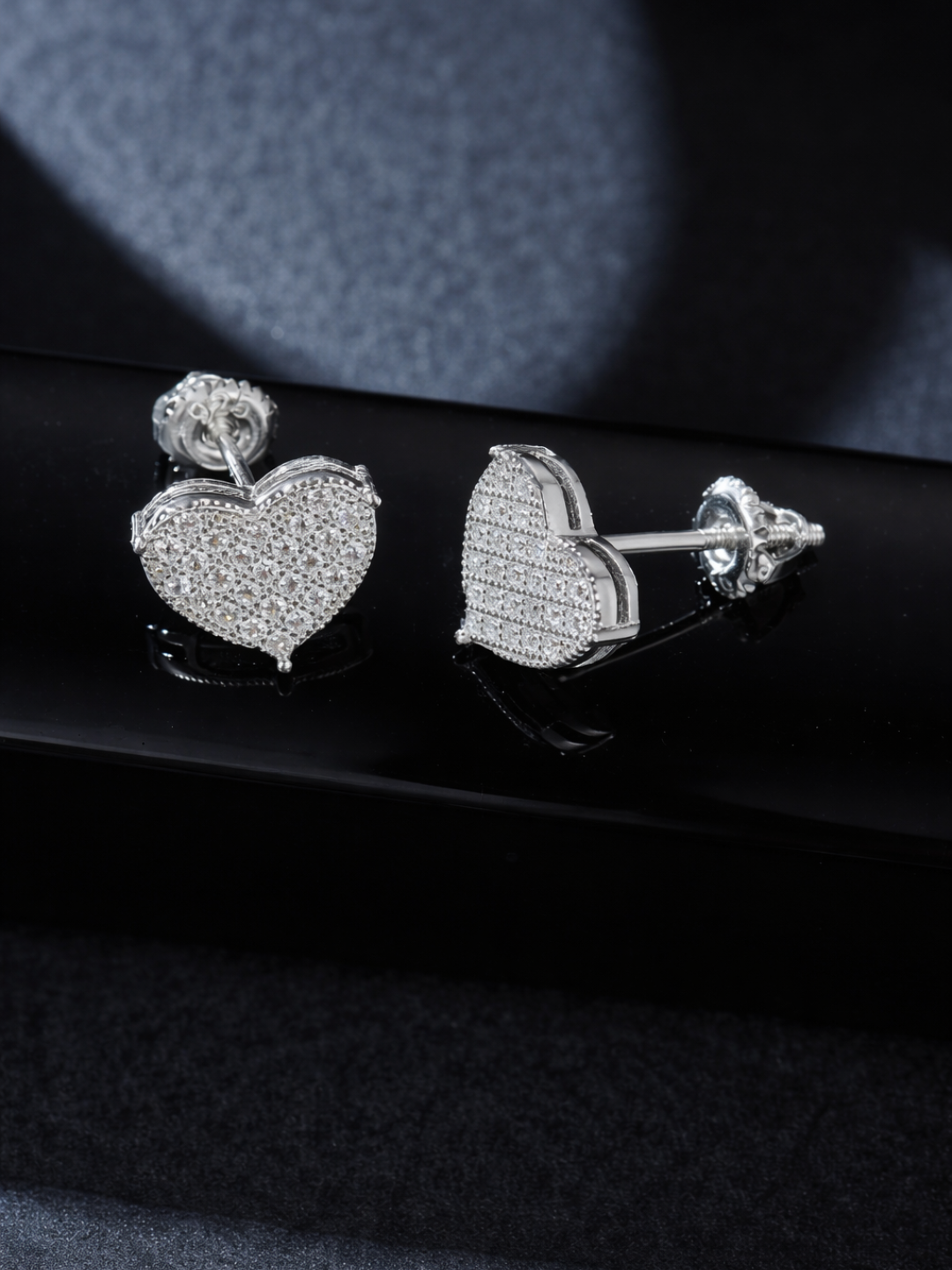 925 Sterling Silver Moissanite Heart Shape Cluster Stud Earrings