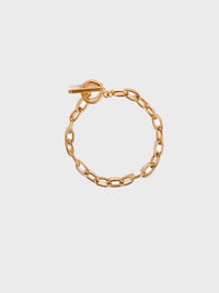 18KT Gold-Plated Women’s Cable Chain Bracelet with Shiny Oval Links &amp; T-Bar Toggle | Waterproof, Hypoallergenic, Tarnish-Free