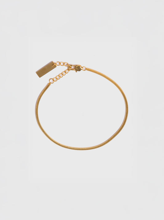 18KT Gold-Plated Women’s Round Snake Chain Bracelet with Lobster Clasp | Waterproof, Hypoallergenic, Tarnish-Free