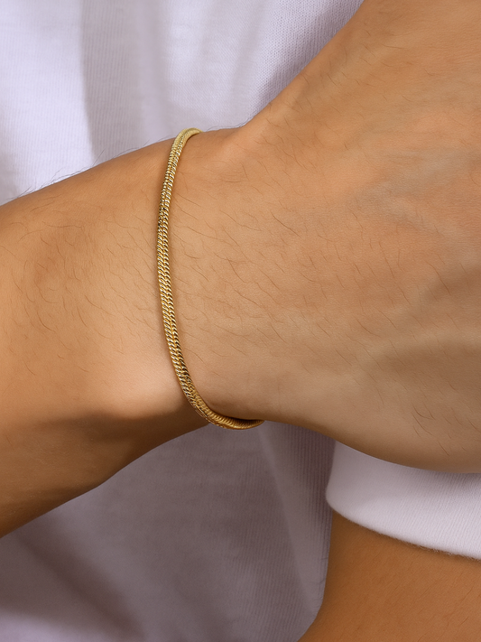 18KT Gold-Plated Round Snake Chain Bracelet