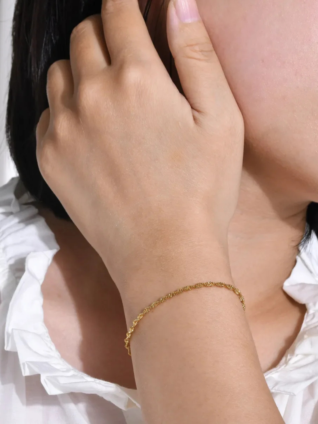 18KT Gold-Plated Twisted Herringbone Chain