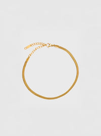 18KT Gold-Plated Women’s Herringbone Chain Bracelet with Lobster Clasp | Waterproof, Hypoallergenic, Tarnish-Free