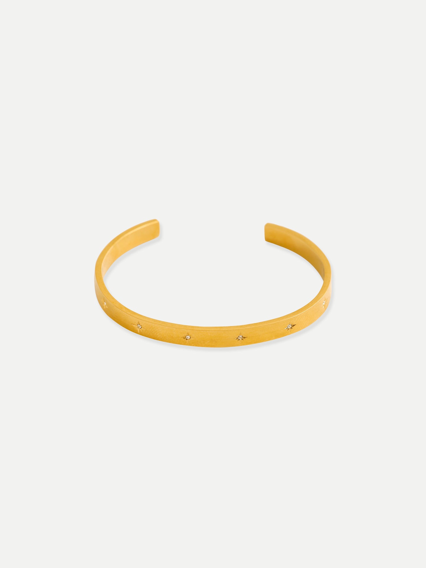 18KT Gold-Plated Women’s Star CZ Cuff Bracelet | Waterproof, Hypoallergenic, Tarnish-Free