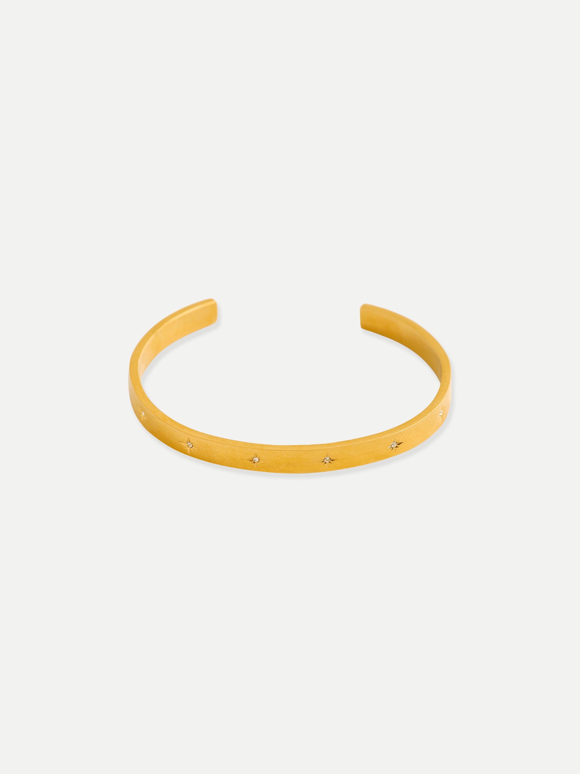 18KT Gold-Plated Women’s Star CZ Cuff Bracelet | Waterproof, Hypoallergenic, Tarnish-Free