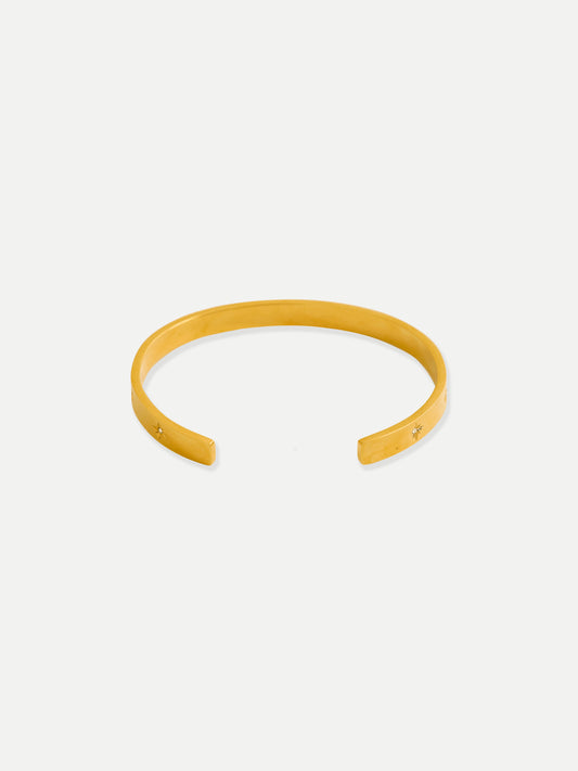 18KT Gold-Plated Women’s Star CZ Cuff Bracelet | Waterproof, Hypoallergenic, Tarnish-Free