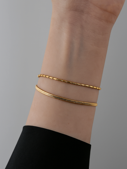 18KT Gold-Plated Snake & Bone Beads Chain Bracelet