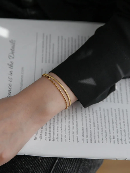 18KT Gold-Plated Snake & Bone Beads Chain Bracelet