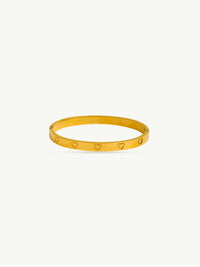 18KT Gold-Plated Women’s Heart Cuff Bangle Bracelet with Lock | Waterproof, Hypoallergenic, Tarnish-Free