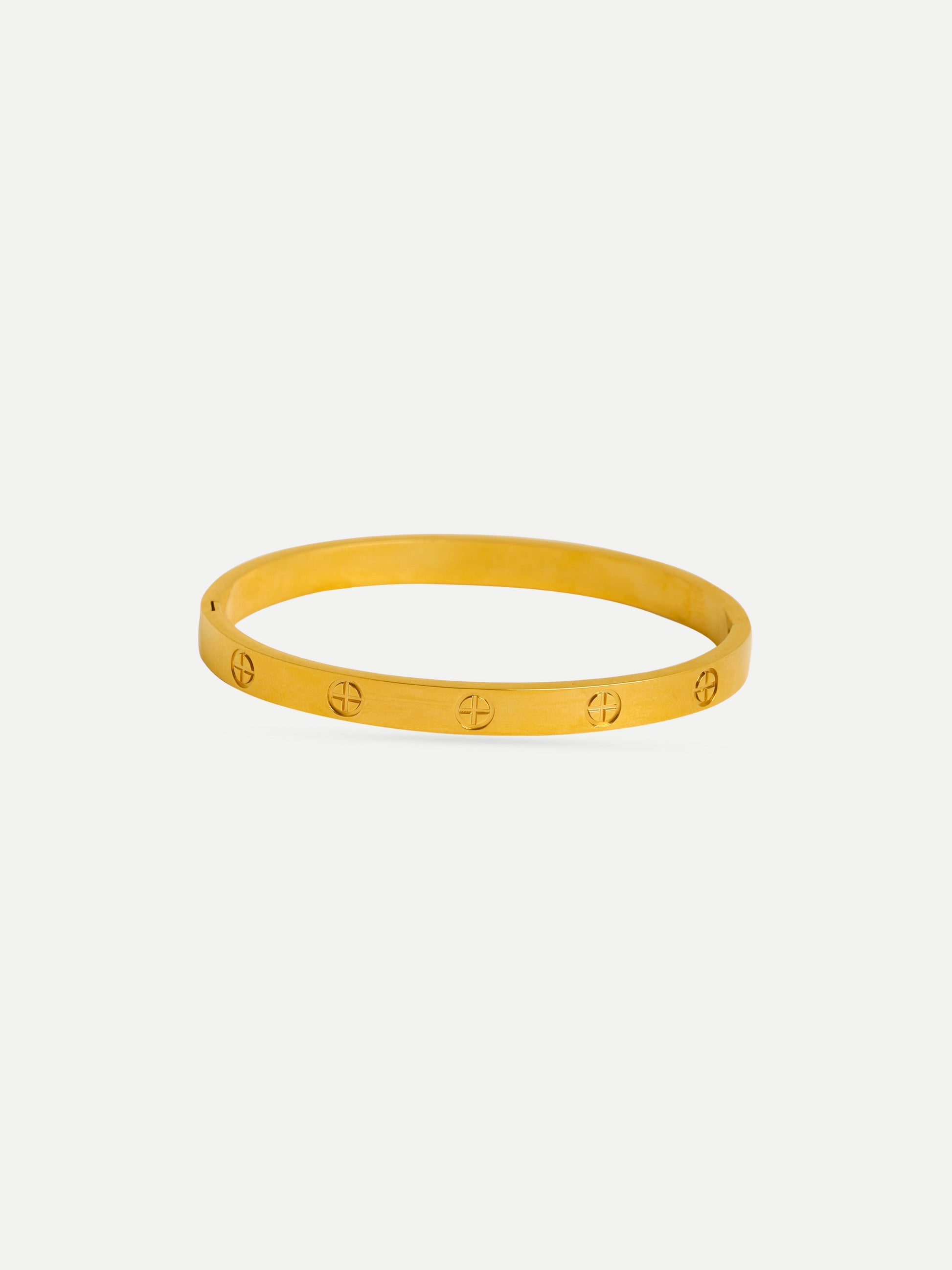 18KT Gold-Plated Women’s Love Screw Bangle Bracelet with Lock | Waterproof, Hypoallergenic, Tarnish-Free