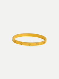 18KT Gold-Plated Women’s Love Screw Bangle Bracelet with Lock | Waterproof, Hypoallergenic, Tarnish-Free