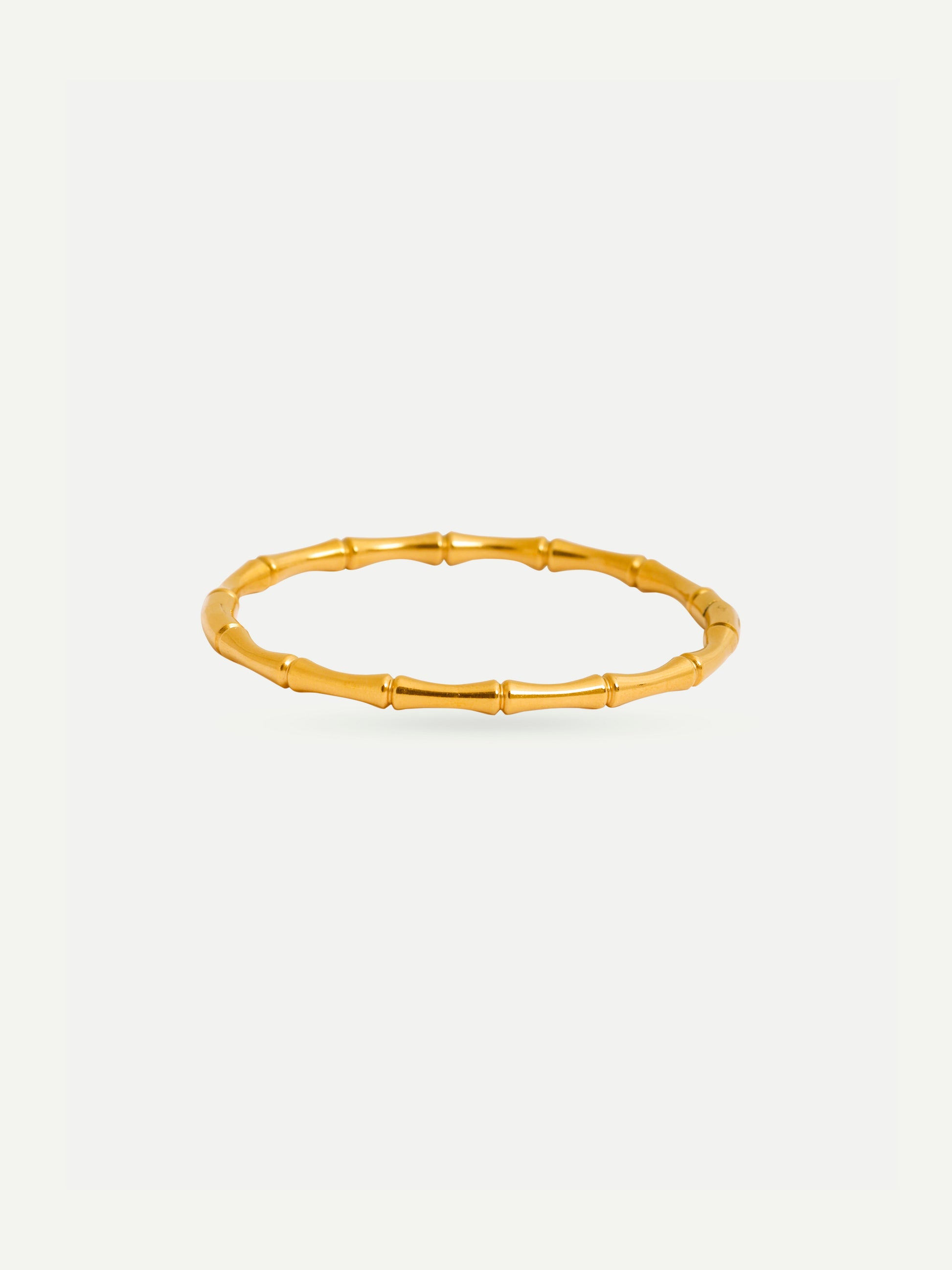 18KT Gold-Plated Women’s Bamboo Bangle Bracelet with Lock | Waterproof, Hypoallergenic, Tarnish-Free