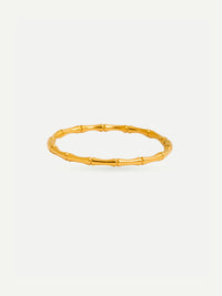 18KT Gold-Plated Women’s Bamboo Bangle Bracelet with Lock | Waterproof, Hypoallergenic, Tarnish-Free