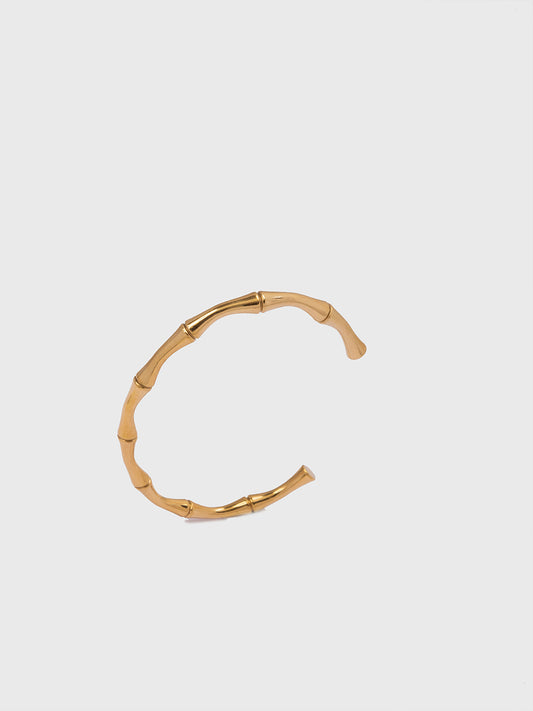 18KT Gold-Plated Women’s Bamboo Cuff Bracelet | Waterproof, Hypoallergenic, Tarnish-Free