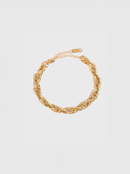 18KT Gold-Plated Women’s Triple Link Chain Bracelet with Lobster Clasp | Waterproof, Hypoallergenic, Tarnish-Free