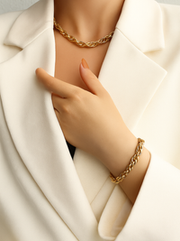 18KT Gold-Plated Triple Link Chain Bracelet