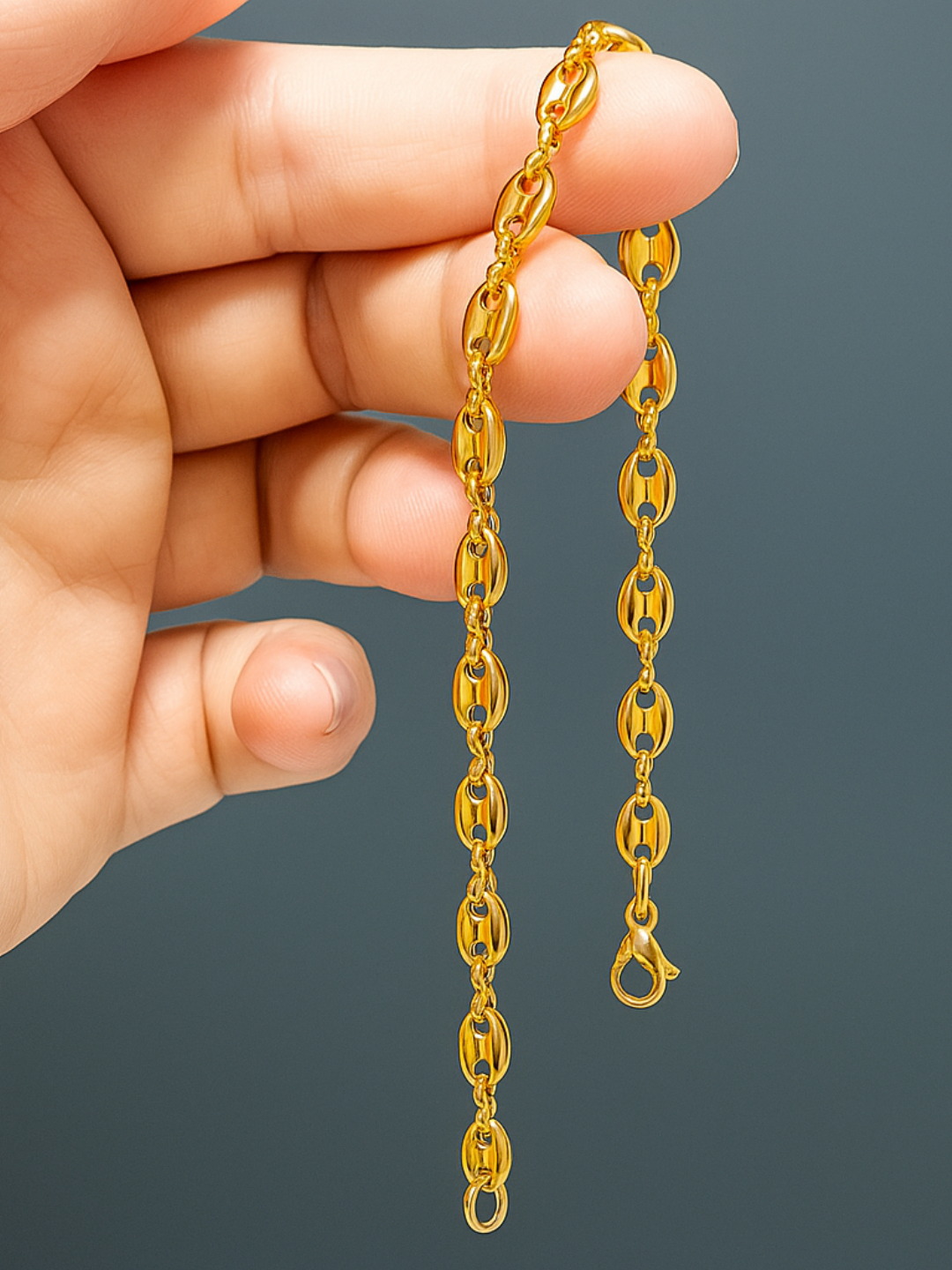 18KT Gold-Plated Puffed Mariner Chain Bracelet