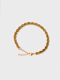 18KT Gold-Plated Women’s Leaf Link Chain Bracelet with Lobster Clasp | Waterproof, Hypoallergenic, Tarnish-Free