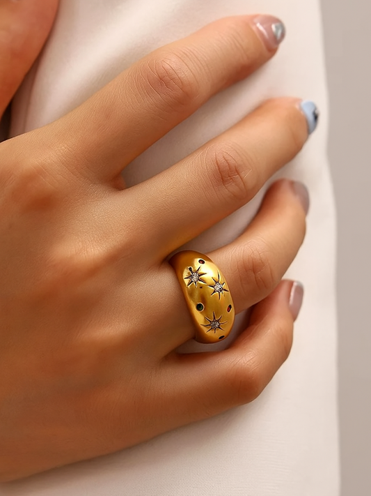 18KT Gold-Plated Galaxy Confetti Dome Ring