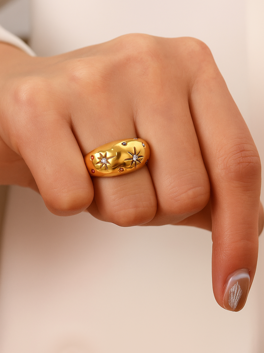 18KT Gold-Plated Galaxy Confetti Dome Ring