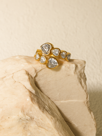 18KT Gold-Plated Heart CZ Bypass Ring