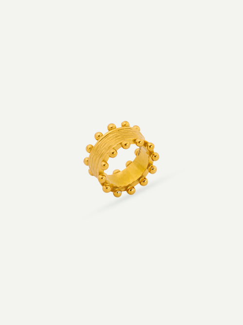 18KT Gold-Plated Textured Bead Dot Ring | Waterproof, Hypoallergenic, Tarnish-Free