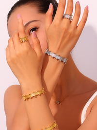 18KT Gold-Plated Textured Bead Dot Ring