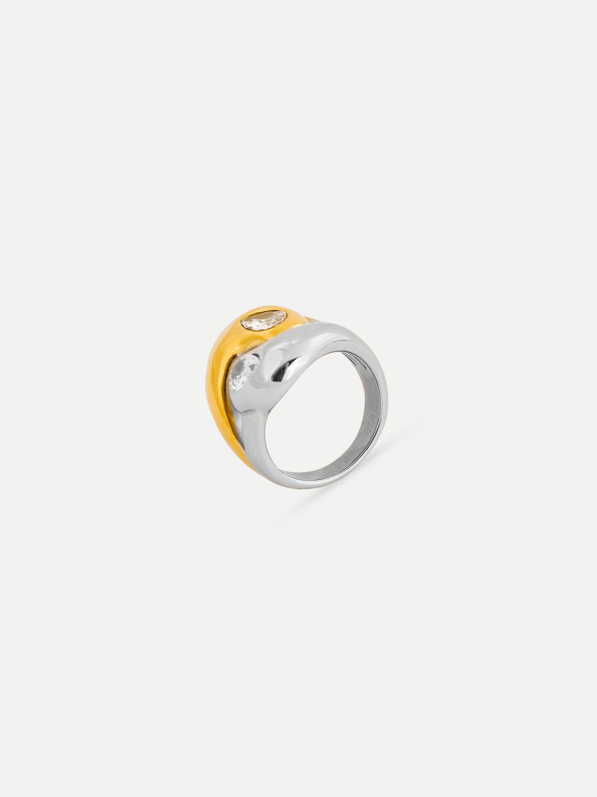 18KT Two-Tone Plated Zircon Knot Ring | Waterproof, Hypoallergenic, Tarnish-Free