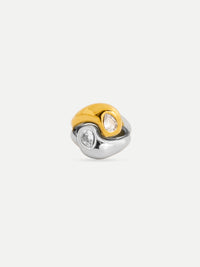 18KT Two-Tone Plated Zircon Knot Ring | Waterproof, Hypoallergenic, Tarnish-Free
