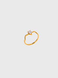 18KT Gold-Plated Pear Zircon Wavy Ring | Waterproof, Hypoallergenic, Tarnish-Free