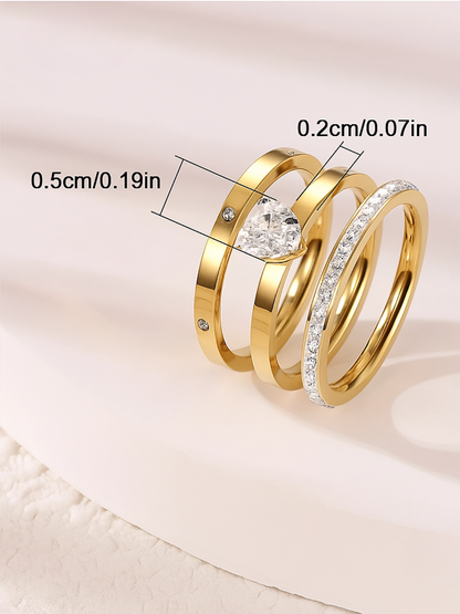 18KT Gold-Plated 3 Set Zircon Ring
