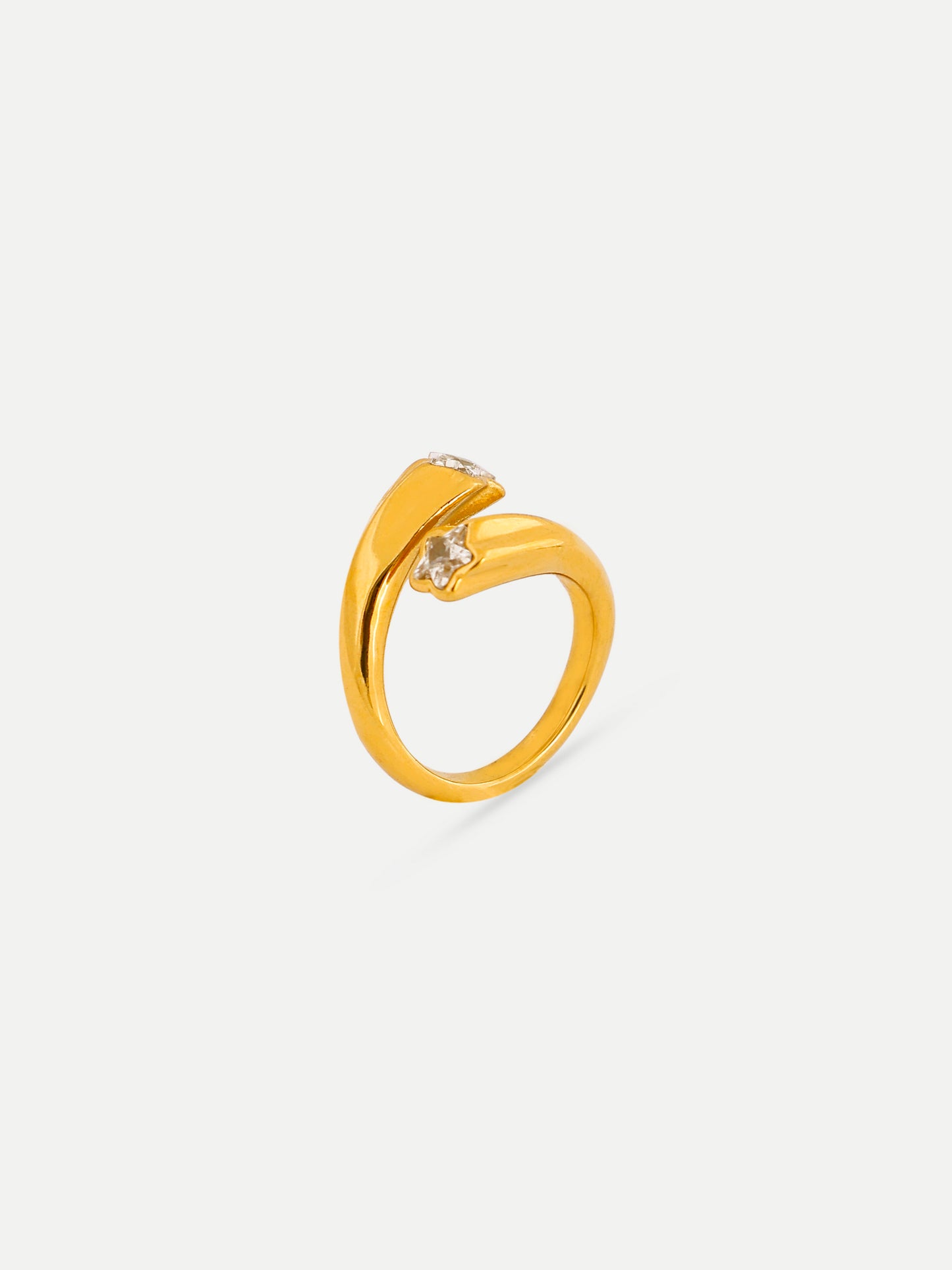 18KT Gold-Plated Two Stars Open Ring | Waterproof, Hypoallergenic, Tarnish-Free