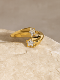 18KT Gold-Plated Two Stars Open Ring