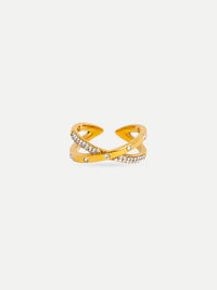 18KT Gold-Plated Cirss Cross Zircon Ring | Waterproof, Hypoallergenic, Tarnish-Free