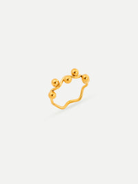 18KT Gold-Plated Curve Bead Dot Ring | Waterproof, Hypoallergenic, Tarnish-Free
