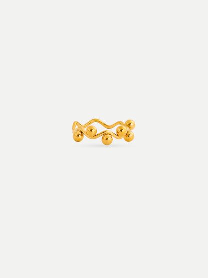 18KT Gold-Plated Curve Bead Dot Ring | Waterproof, Hypoallergenic, Tarnish-Free