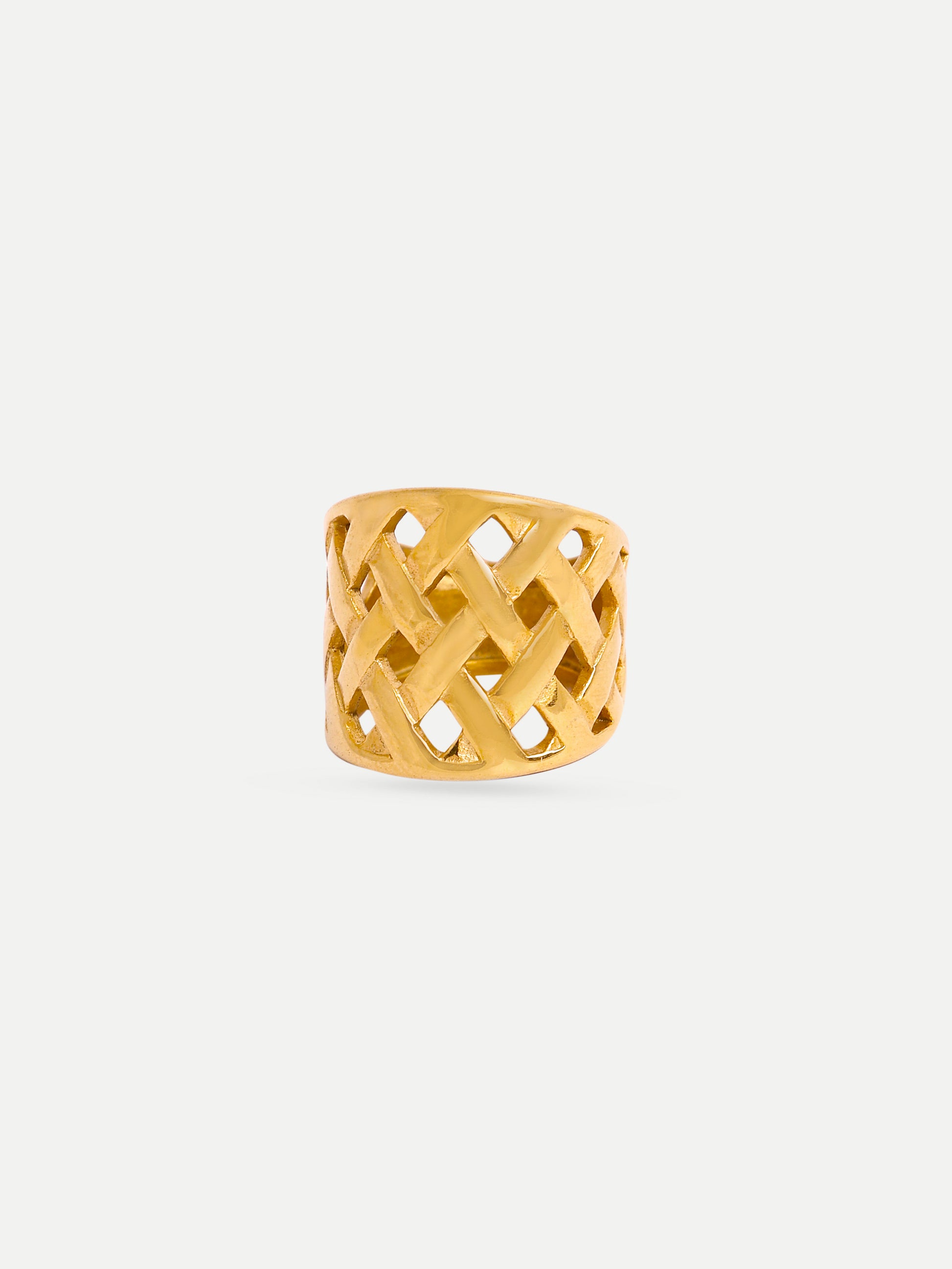 18KT Gold-Plated Basket Weave Ring | Waterproof, Hypoallergenic, Tarnish-Free