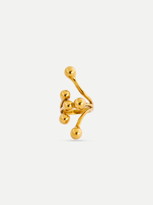 18KT Gold-Plated Assymetry Orb Wrap Ring | Waterproof, Hypoallergenic, Tarnish-Free